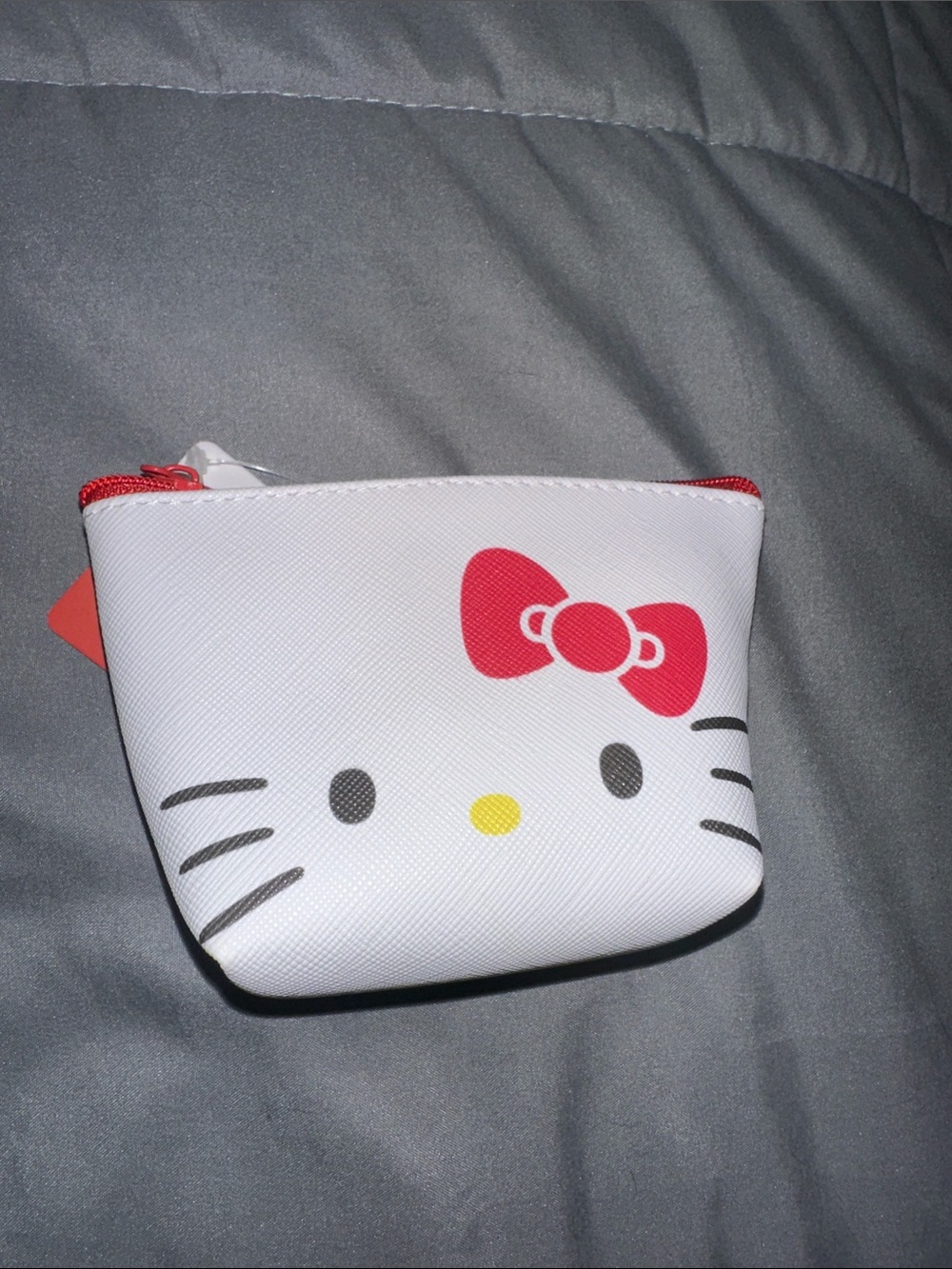 Hello Kitty White Coin Pouch with Red Bow Accent